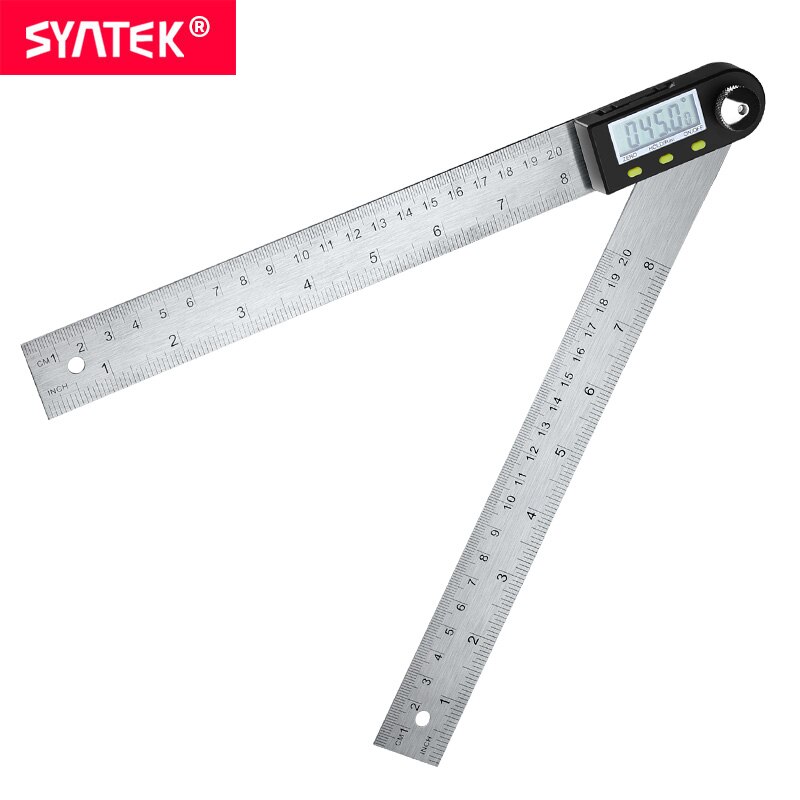 Syntek 0-200mm 0-300mm Electronic Digital Angle Finder Meter Stainless Steel Angle Ruler Protractor Inclinometer Goniometer CE: 0-200mm