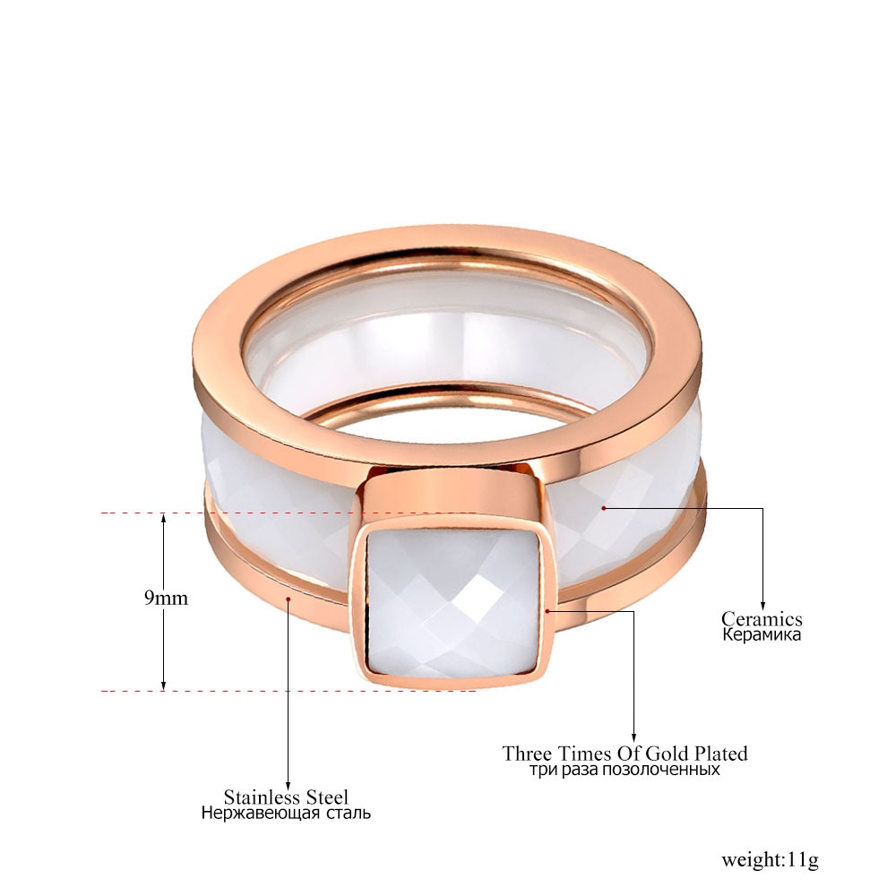 Lokaer modisch Titan Edelstahl Weiß/Schwarz schneiden Keramik Ringe Für Frauen Mädchen Elegante Charme Hochzeit Ring Schmuck R19134