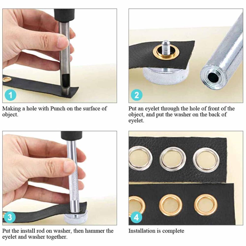 500 Sets Grommet Kit,Grommet Setting Tool Metal Eyelets Set with Install Tool Kit in Storage Box ,Leather Crafts DIY Projects