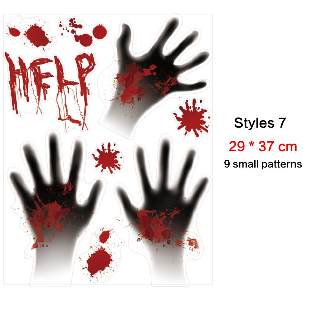 Halloween Bloody Bat Hand Foot Print Sticker Wc Stick Guard Party Deur Window Verwisselbare Glas Muursticker Horror Props: G