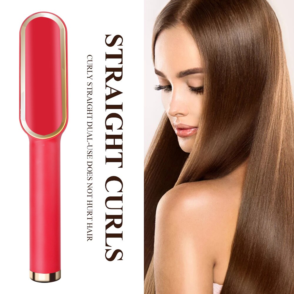 Hair Straightener Ceramic Electric Curler Straightening Beard Brush Iron Negative Fast Heating Straightener Comb