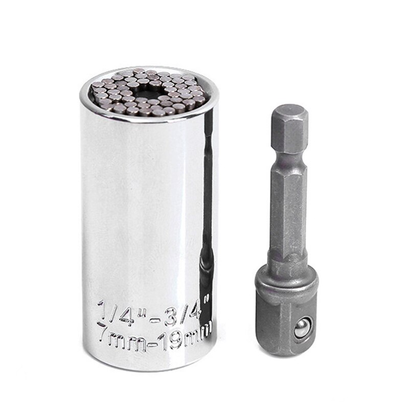 Jewii 2Piece/Set Universal Socket Wrench 7-19mm Adjustable Torque Ratchet Socket Wrench Set Spanner Multi-Function Hand Tool Set