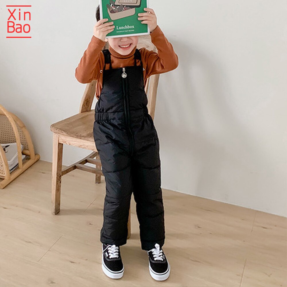 XINBAO Winter pants for girls suspender pants toddler baby kids Boys Children Cotton Leggings Warm Trousers Windproof thick