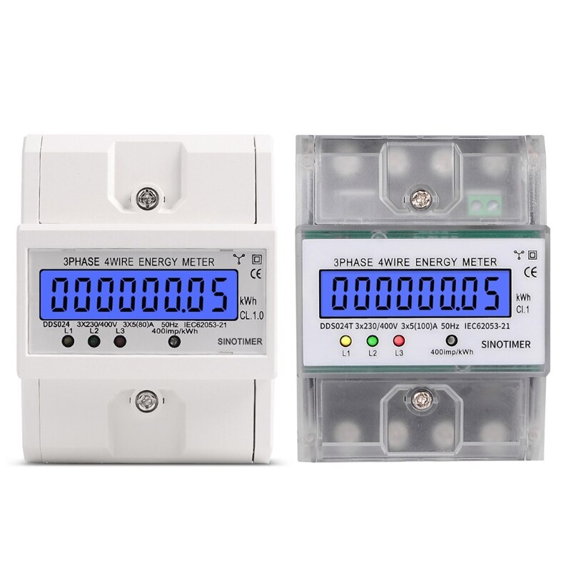 3 Phase 4 Wire Electronic Power Consumption Energy Meter Backlight Display