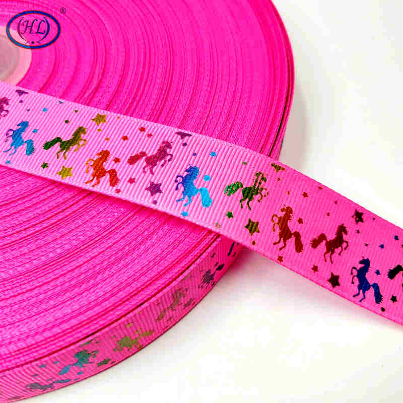 Kerst Lint Hl 5 Yards 25 Mm Stamping Grosgrain Linten Bruiloft Decoratie Diy Naaien Ambachten Voor Maken Haar bows: fushia