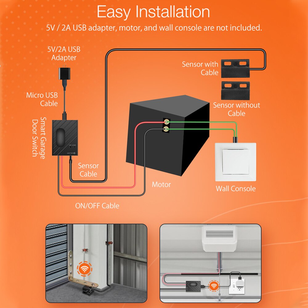 Garage Tür Schalter Clever Wifi Kontrolle Sicherheit Intelligenz Tür Schalter AUF/aus Sensor Arbeit mit Digoo Leben App/tuya Clever App