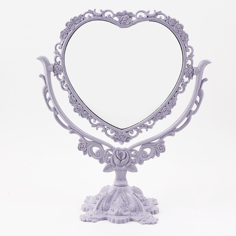 Espejo de maquillaje de escritorio estilo europeo espejo gótico giratorio herramienta de belleza de decoración de Mariposa o rosa redondo Oval forma de corazón espejo de maquillaje