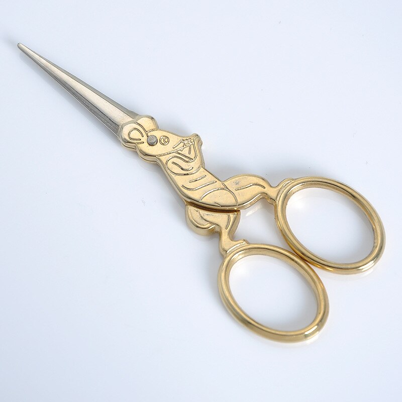 Haushalte Edelstahl Stoff Cutter Embroiderys Schere Professionellen Schneider Schere Chinesische Sternzeichen Ratte Jahrgang Schere: golden