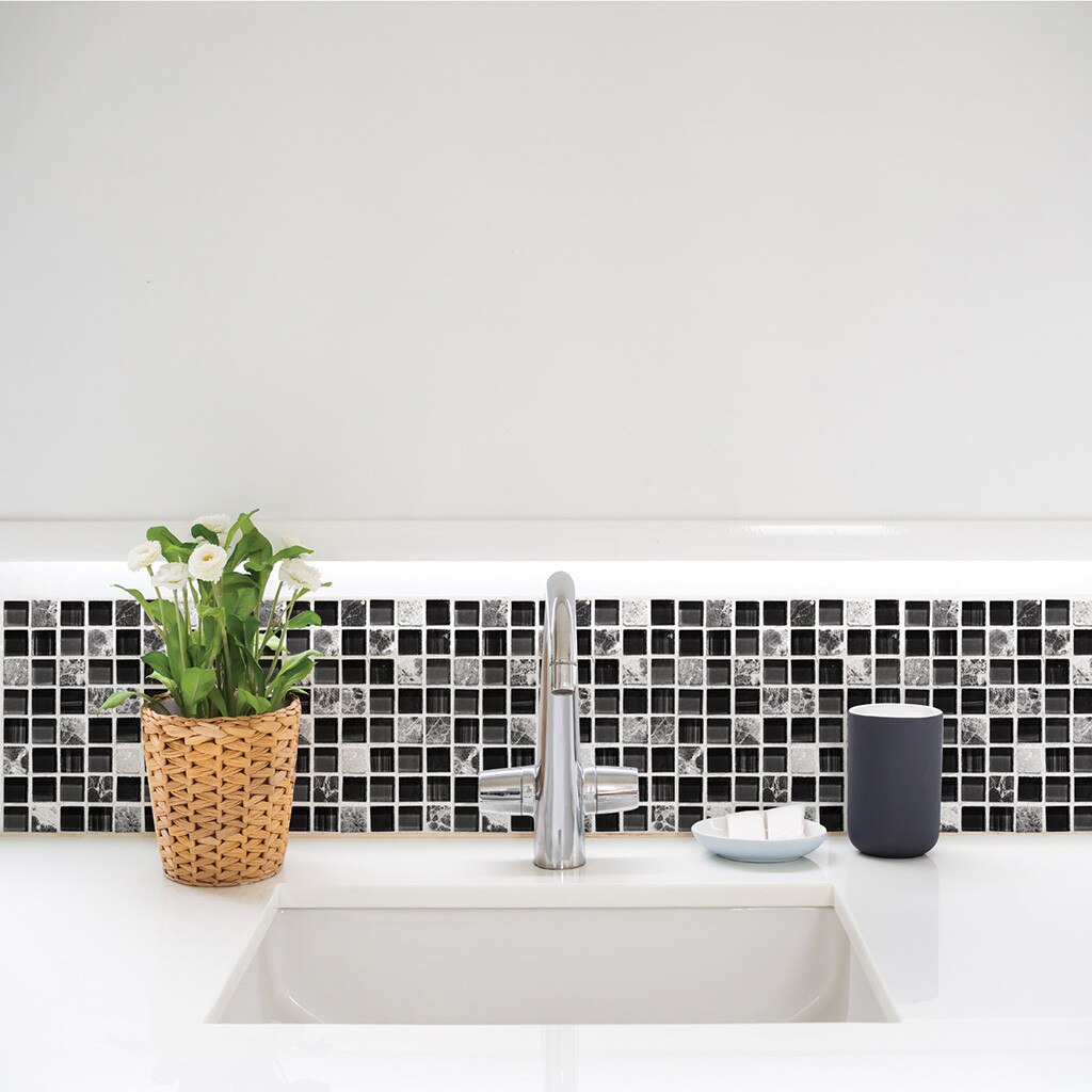 Self Adhesive Mosaic Tile Sticker Kitchen Backsplash Bathroom Wall Tile Stickers Decor Waterproof Wall Pvc Simulation Tiles #LR1