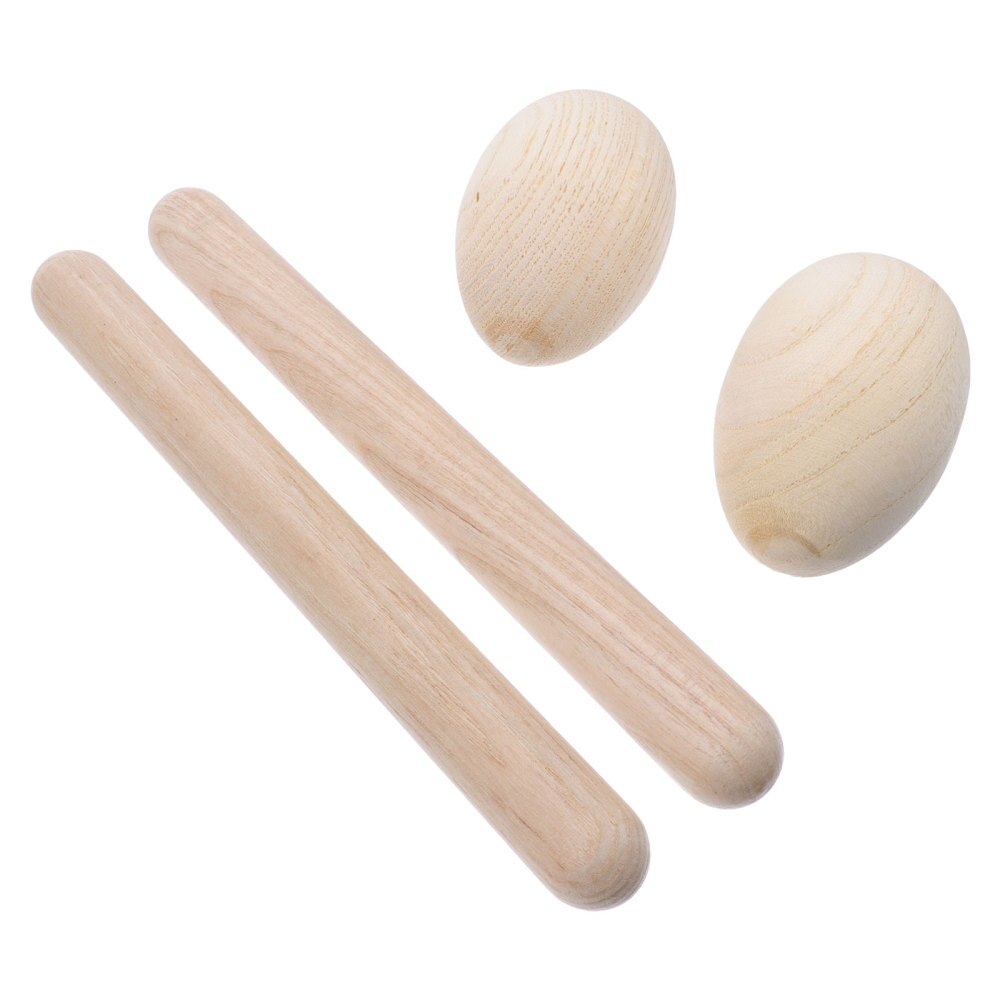 4pcs Kids Wooden Musical Percussion Instrument Set Rhythm Sticks and Shakers