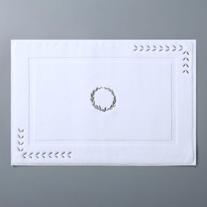 100%  bomull hotell hem golv handduk matta jaquard halkfri matta bad matta badrum handdukar vattenabsorberande steg mat pad: Vit golvhandduk