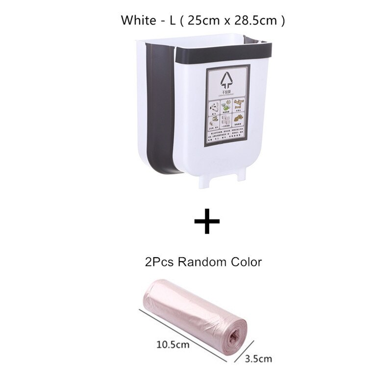 Cozinha dobrável lata de lixo carro reciclar bin lixo bin cozinha caixote do lixo lixo bin lixo lata de lixo para cozinha: L White