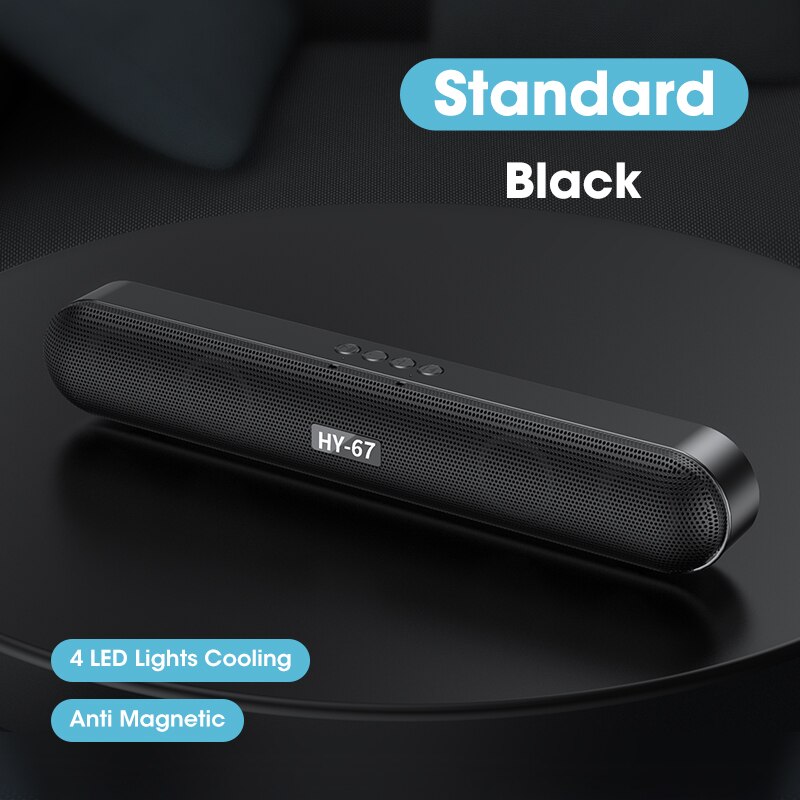 Computer Soundbar Desktop Bluetooth Speakers Rechargeable 6D Deep Bass Stereo Subwoofer AUX Wired For Laptop PC TV Loudspeaker: Standard Black