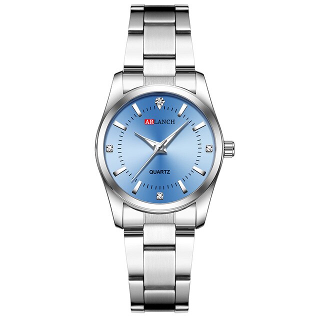Kleine Horloge Voor Vrouwen Armband Horloge Dame Luxe Diamant Jurk Quartz Klok Mode Zilver Stalen Band Waterdicht Horloges: blue