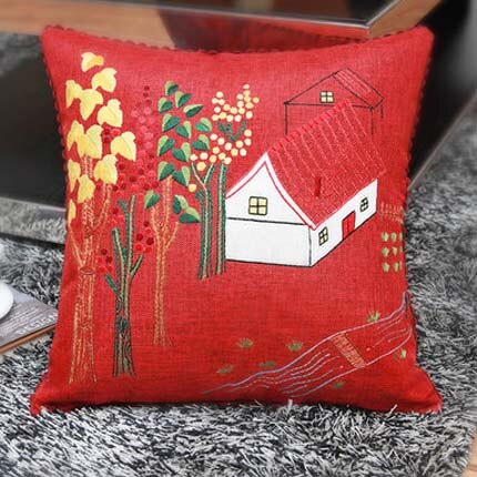 Diy broderi kit örngott överdrag korsstygn handarbete uppsättningar virka stol soffa dekor heminredning 45 x 45cm oavslutad: B / Ingen ring