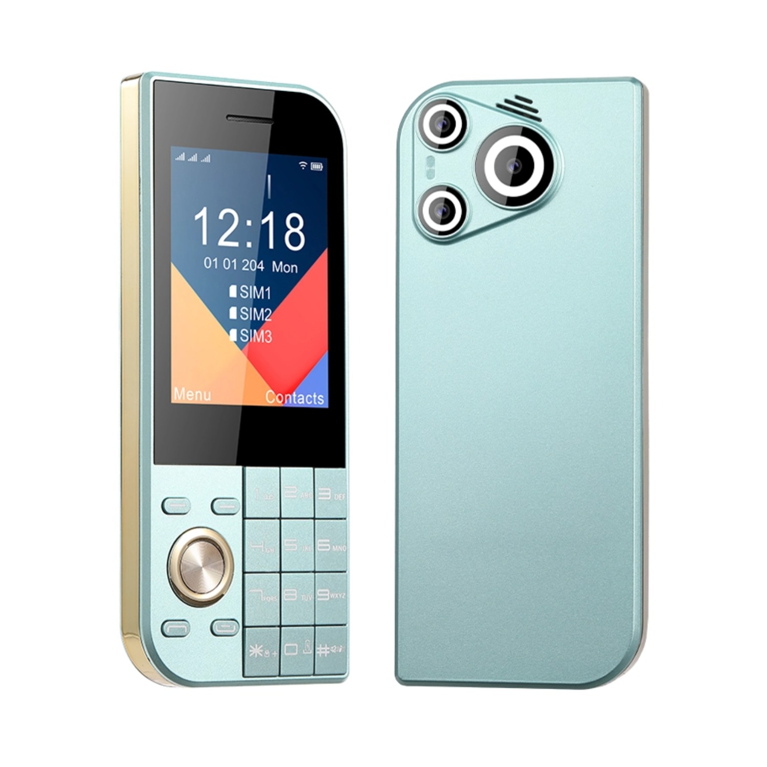 Ultraslanke mini-telefoon, schattig zakformaat, groot scherm, drie simkaarten, sos-oproepen, snelkiezen, grote knoppen, speciaal ontworpen voor ouderen.: Groente