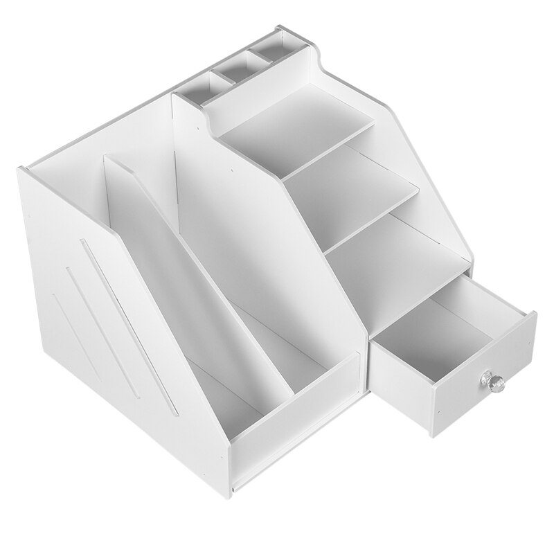 Multifunctional desktop stationery storage box with file file shelf and pen holder drawer rack