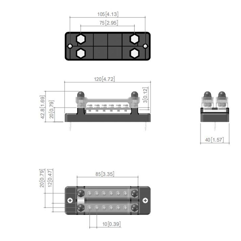 12 Terminal Bus Bar Anti-rust Durable Power Distribution Terminal Block for Car Boat Caravan