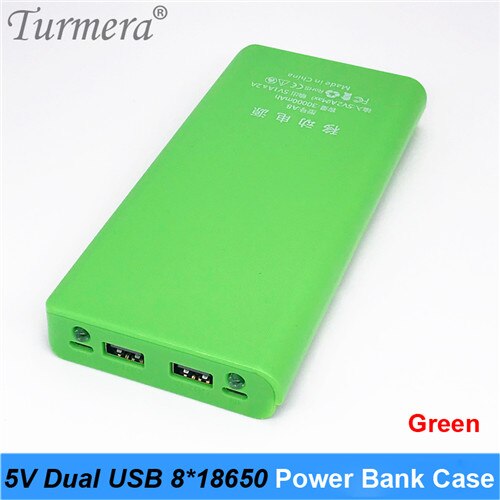 корпус для повербанка 5V Dual USB 8*18650 Power Bank Battery Box Mobile Phone Charger DIY Shell Case Suggest: green