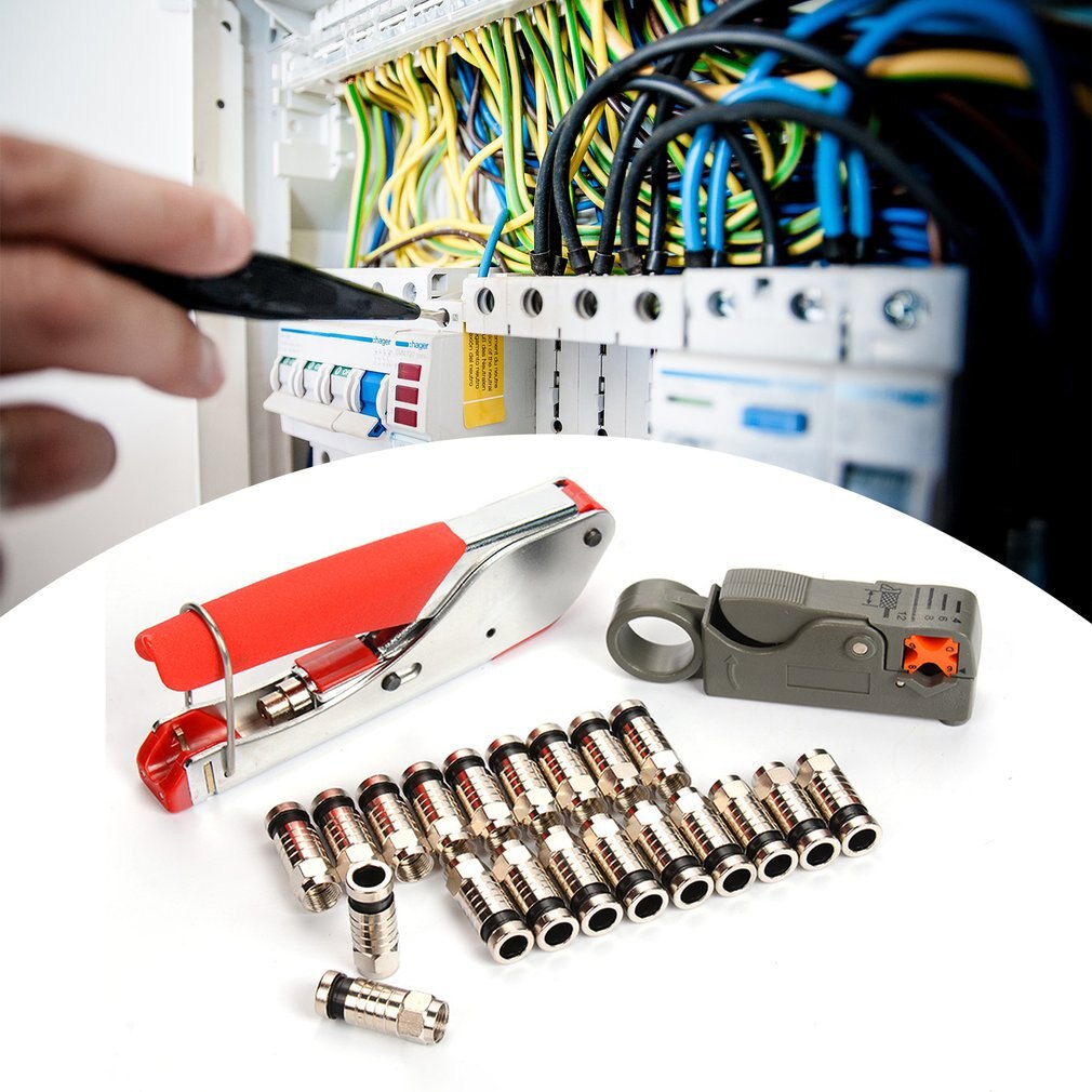 Coaxial Cable Manual Crimping Tool Set Kit Cable Plier Crimper Stripping Crimping Pliers With Compression Connectors