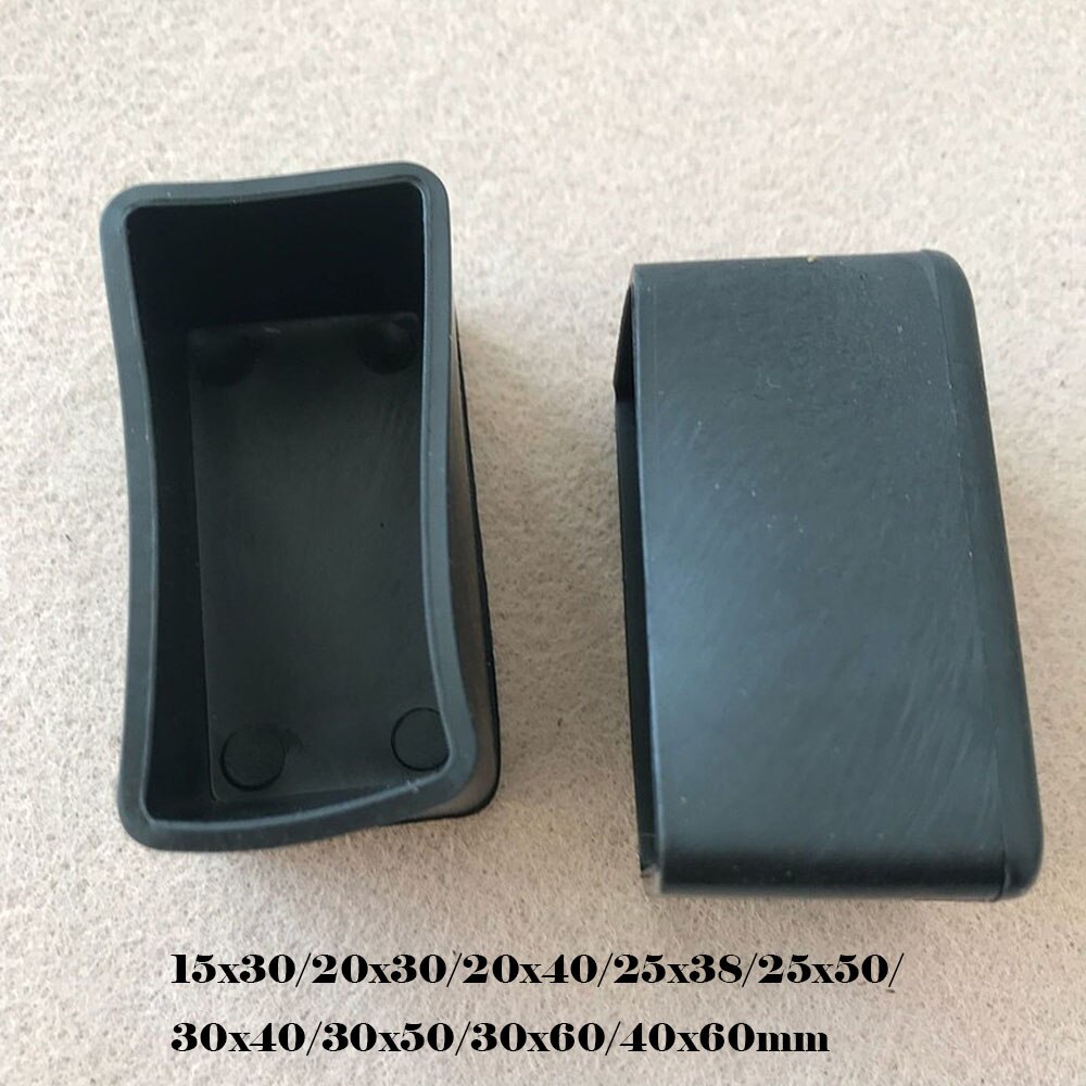 Sorte møbelbenkapper pvc plast gulvbeskytter puder rundt bord foddæksel rørpropper nivelleringsfødder 8 stk.: Rektangel 25 x 38mm