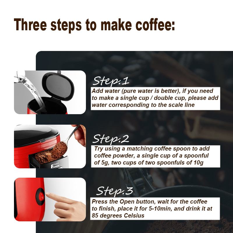 450W 0.25L Coffee Machine Tea Filter Machine Set With 2 Ceramic Cups America Style Automatic Home Office Electric Coffee Maker