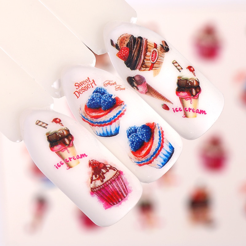 Maple Leaf Ontwerpen Nail Art Water Decals Zomer Fruit Nail Transfer Sticker Citroen Oranje Aardbei Cherry Nail Art Decoraties: 7