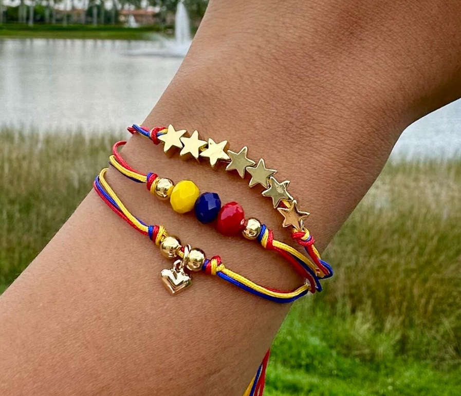handmade Venezuela beaded bracelet, Venezuelan jewelry: Black Gun Plated