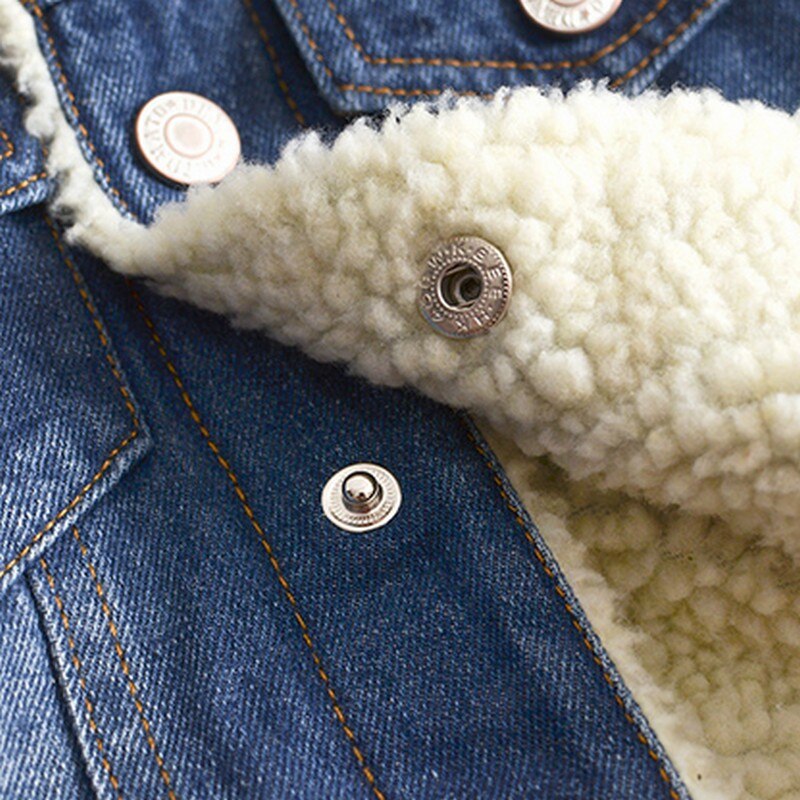 Denim Jacket For Girls Boys Fall Winter Cashmere Thicken Jeans Coat Children Clothes Warm Outerwear Baby Denim Jackets 1-6Y