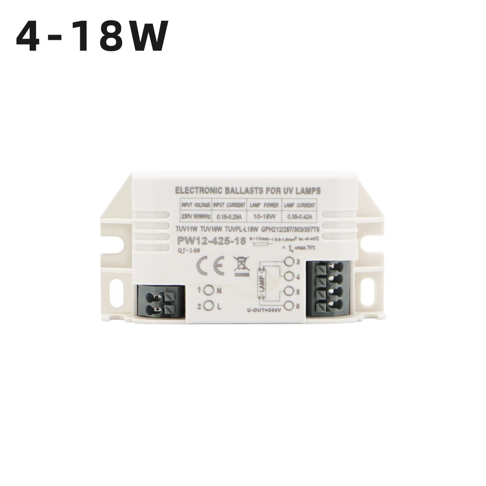 Ballast de lampe germicide à ultraviolets 2G11 ac 220v, Tube de lampe UV 4-18W 24W 36W 55W, Ballast électronique universel, lampe de stérilisation UVC: 4-18W