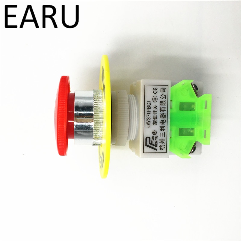 Red Mushroom Cap 1NO 1NC DPST Emergency Stop Push Button Switch AC 660V 10A