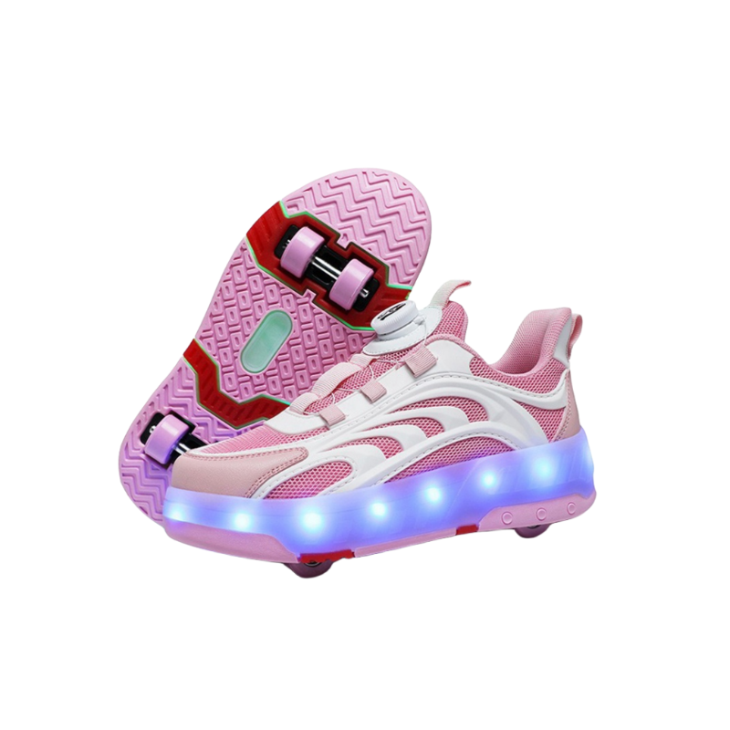 Latest 4 Wheel Roller Skates Sports Parkour Teens Roller Skates Walk Kids Deformation Roller Skates Shoes Children Unisex: Lavender / 8