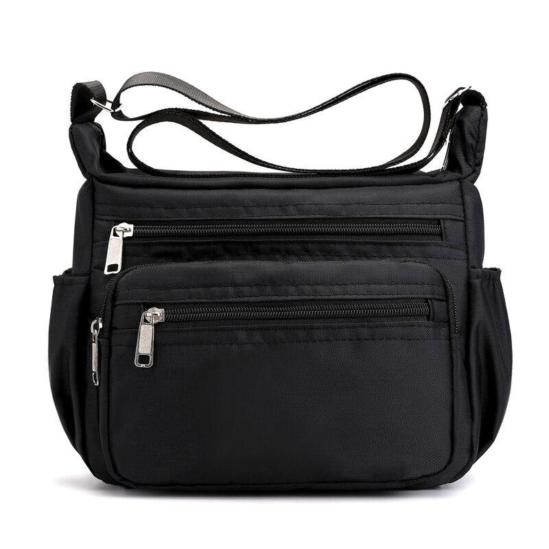 RUWB Europäischen und Amerikanischen Stil Nylon Kleine Schulter Tasche Damen lässig Blumen- Umhängetaschen für Frauen Klappe Bote Tasche Bolsa: schwarz