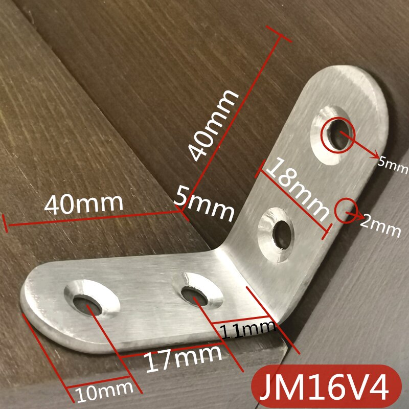 90 Degree Thickened Stainless Steel L-shaped Angle Bracket Fixed Bracket Connector Laminate Bracket Support: JM16V4