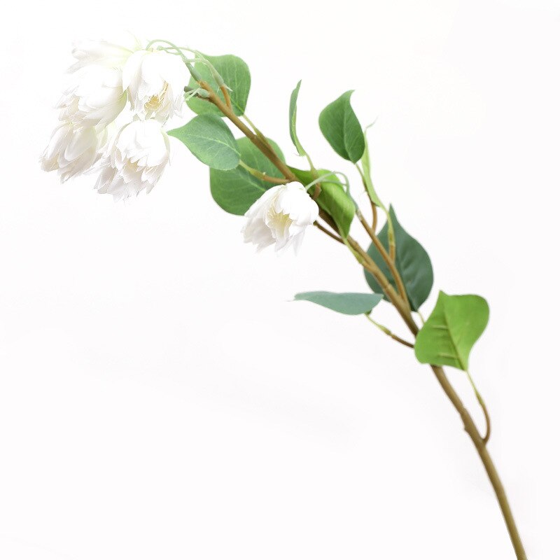 Beautiful Snow lotus flower branch silk Artificial Flowers Wedding Decoration home table centerpiece decor fleur artificielle: White