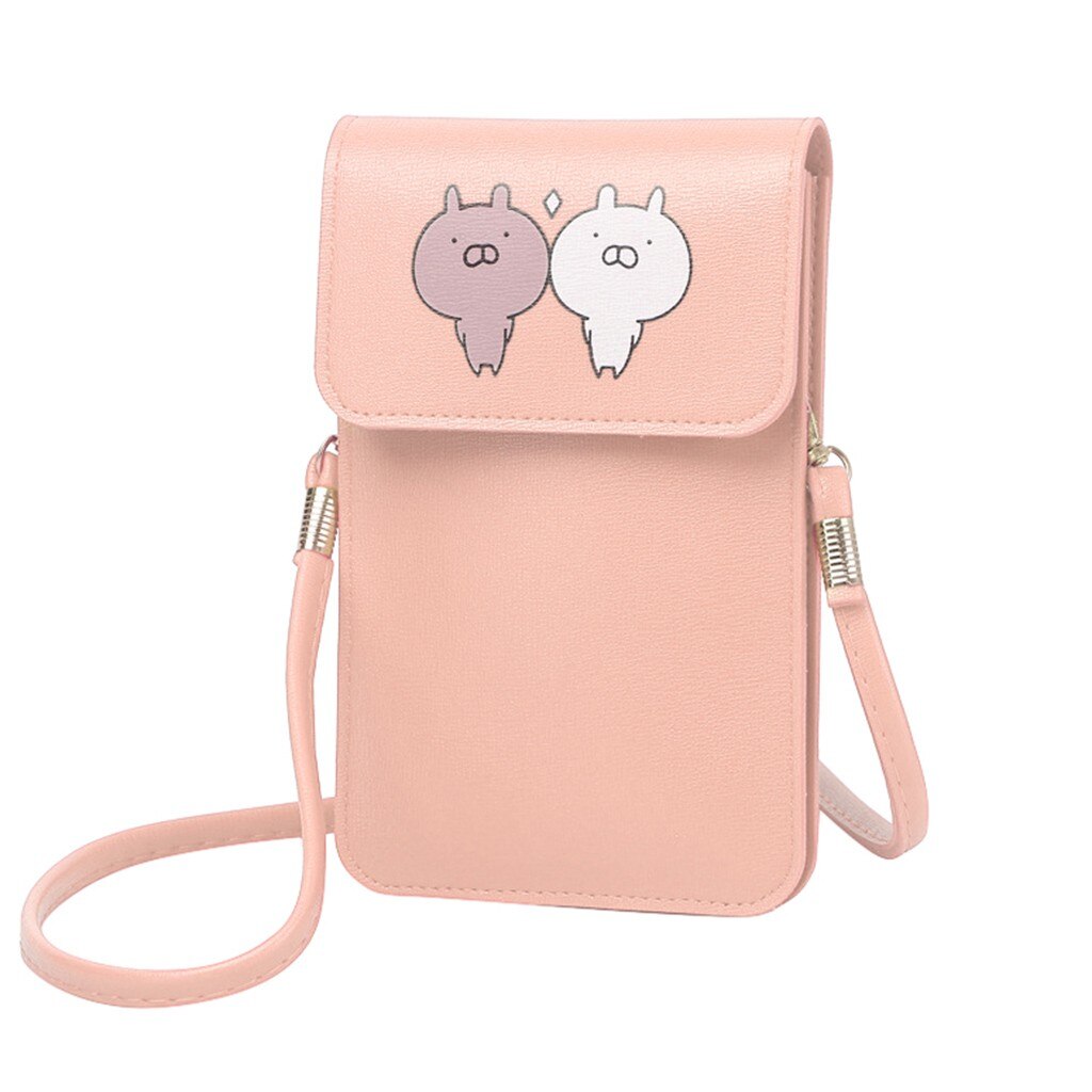 Mode Kleine Crossbody Tassen Voor Vrouwen Mini Mobiele Telefoon Tas Met Back Side Clear Aanraken Screen Venster Lederen Tas Portemonnees: Pink 