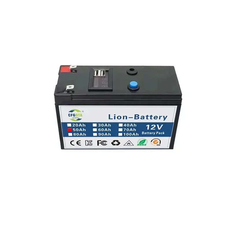 Brandneues Sprühgerät 12 V 50 Ah 3S6P Volt integrierter Hochstrom 30 A BMS 18650 Lithium-Akku für Elektrofahrzeugbatterie