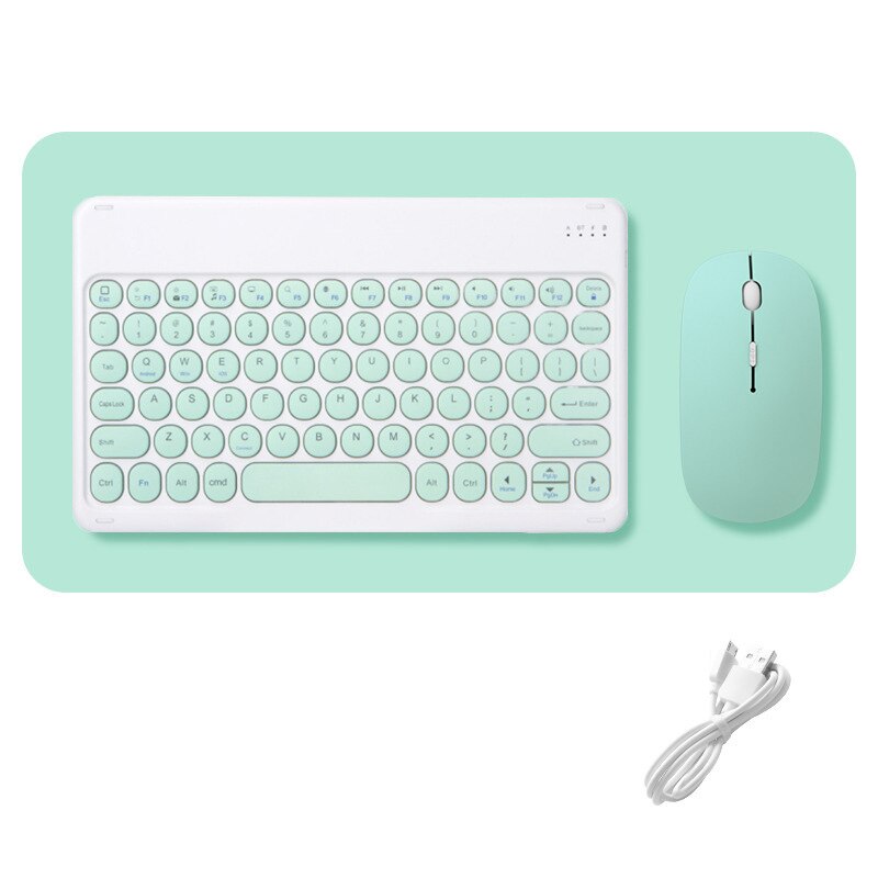 Teclado Universal de 10 pulgadas para teléfono, PC, tableta, Huawei, Samsung, Xiaomi, Bluetooth, iPad Pro 11, 12,9, , Air 4: round green mouse