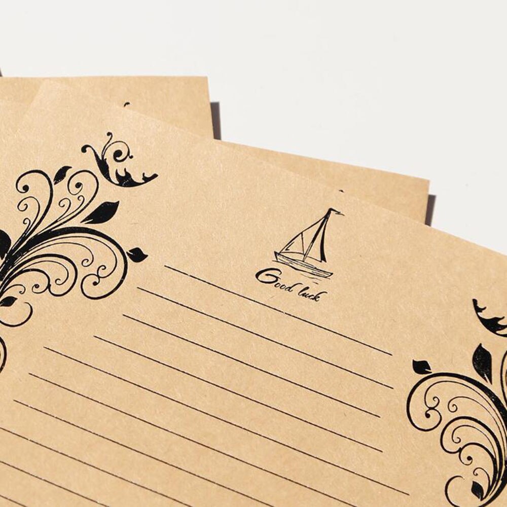 Vintage Retro Stationery Set Paper Envelope love letter bronzing invitation envelope letterhead-8 Sheets