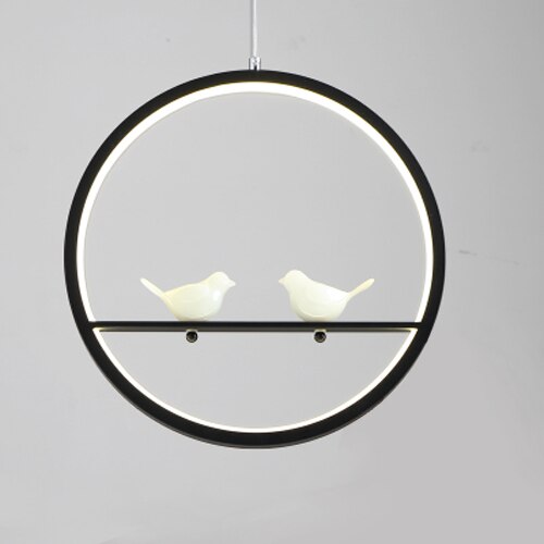 White/Black Pendant Lights Indoor Balcony Loft Home Hanging Lighting Modern Kitchen Parlor Art Birds LED Pendant Lamps: Dia 30cm    2 birds / Black body / Warm White