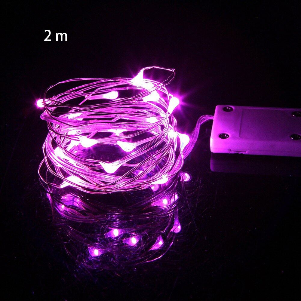 Fairy Light Copper Wire Christmas Night Romantic Decor Waterproof Chain Led Mini Party Wedding Battery Powered Garland: Pink / 1m
