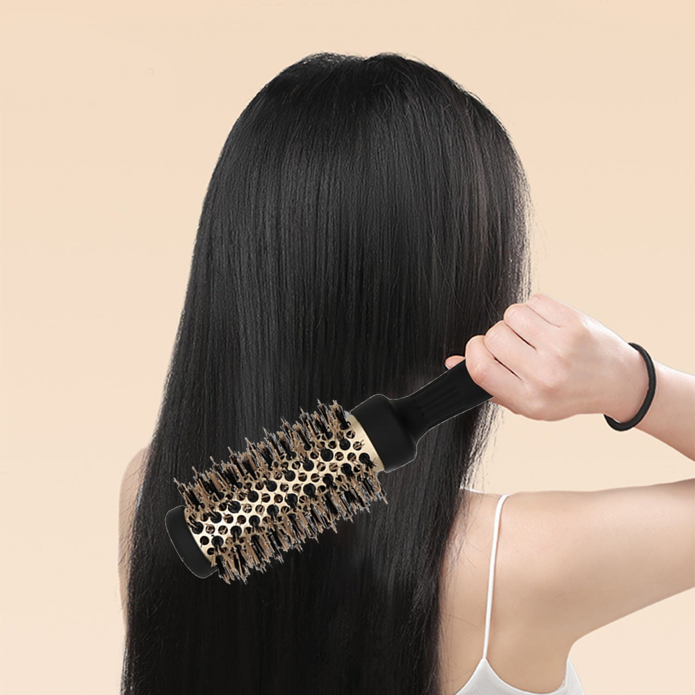 Haarbürstenkamm, professioneller, hochtemperaturbeständiger runder Kamm aus Keramik und Eisen, 5 Größen für Föhnen, Salon-Styling-Werkzeuge