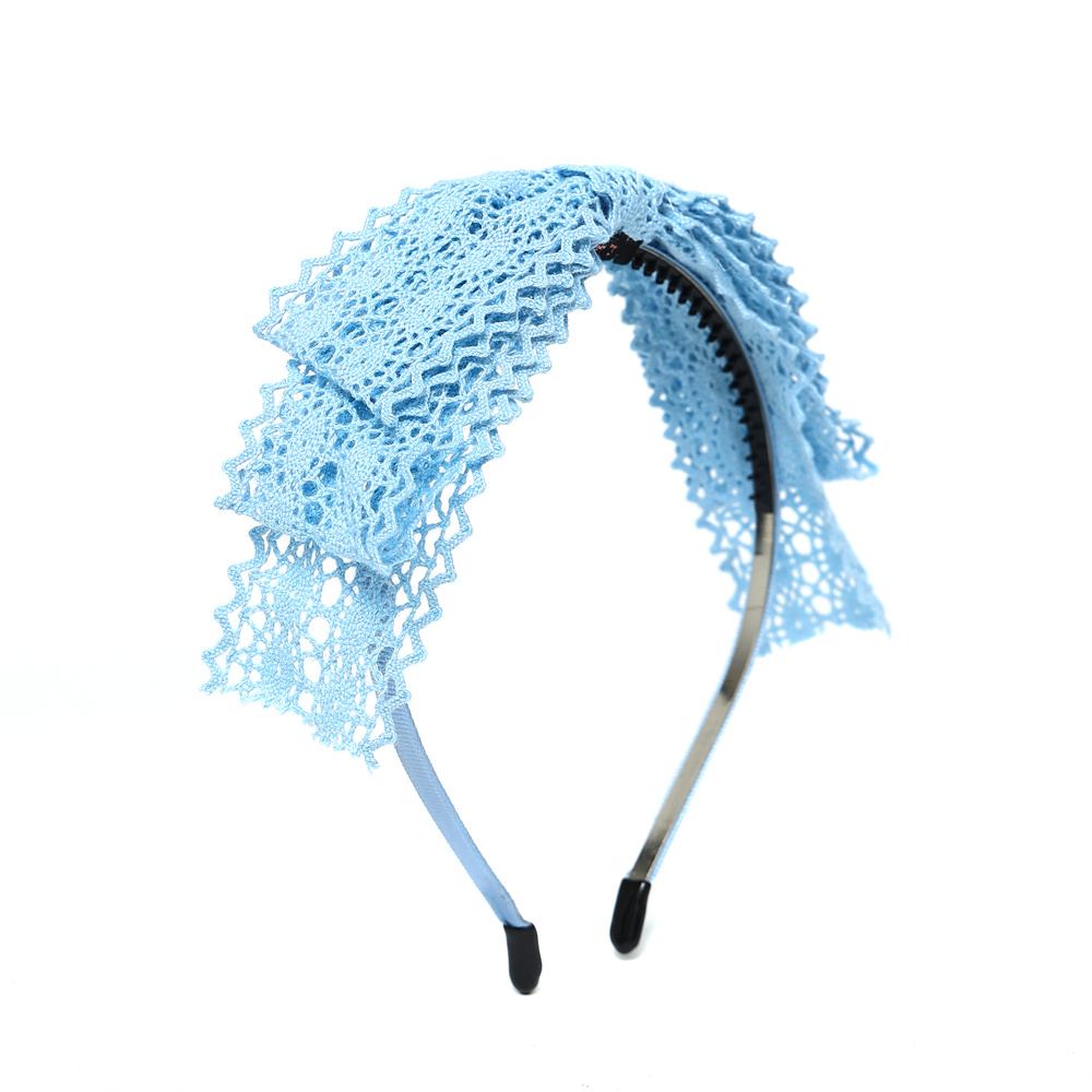 Hårbånd i bomuldsblonder, farverigt, elegant hårsløjfe, hårtilbehør, hårpandebånd med krøllet hår: Blomme