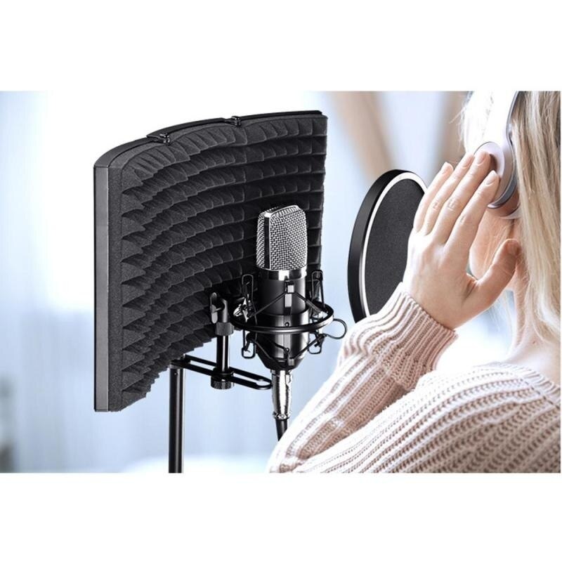 Foldable Microphone Acoustic Isolation Shield Acoustic Foams Panel Studio for Recording Live Broadcast Microphone Accessories