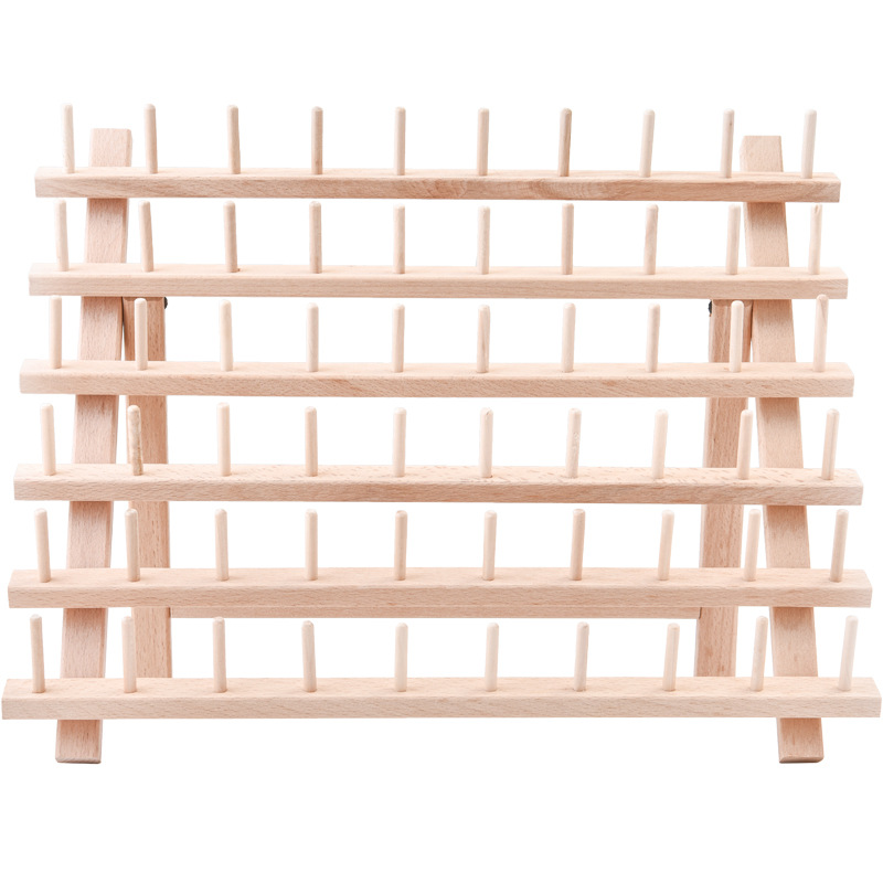 60-Spool Thread Rack Sewing Embroidery Organizer Natural Wood for Sewing, Quilting, Embroidery, Hair-braiding, Hanging Jewelry