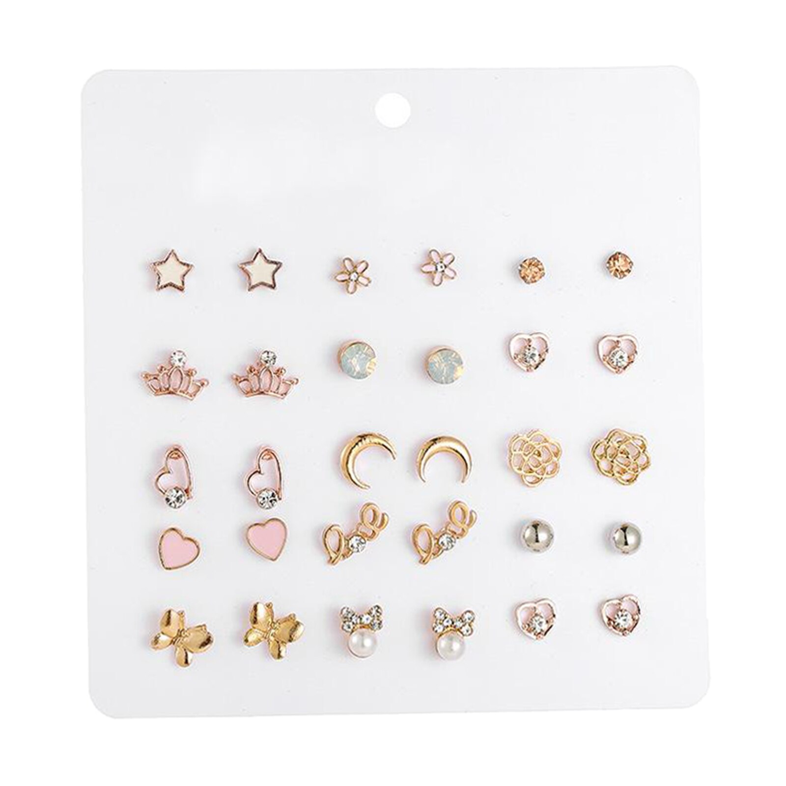 15 Pairs/Pack Girl Stud Earrings Set Pretty Ear Studs For Kids Children Jewelry
