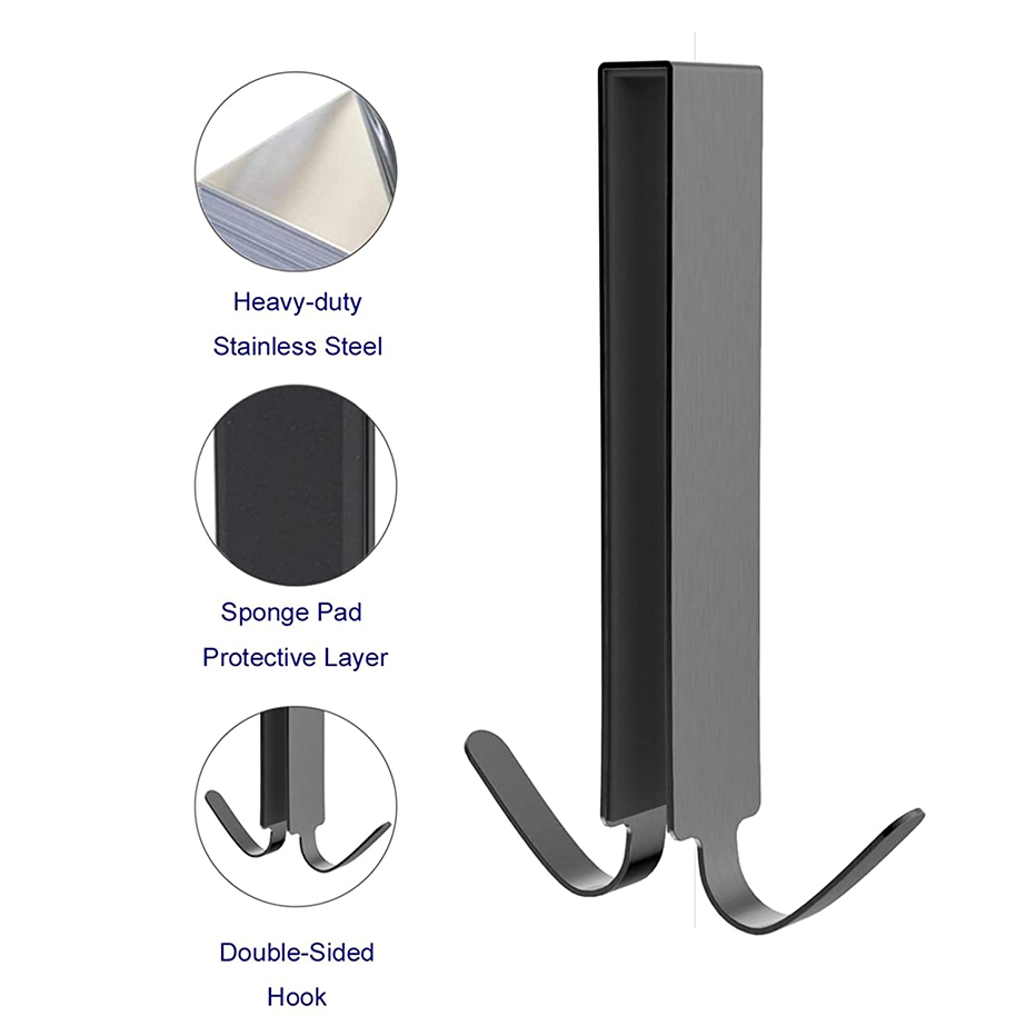 Stainless Steel Over Door Hanging Rack Bathroom Shower Door Hook for Towel Clothes Hanger Double Sides Glass Door Hanger