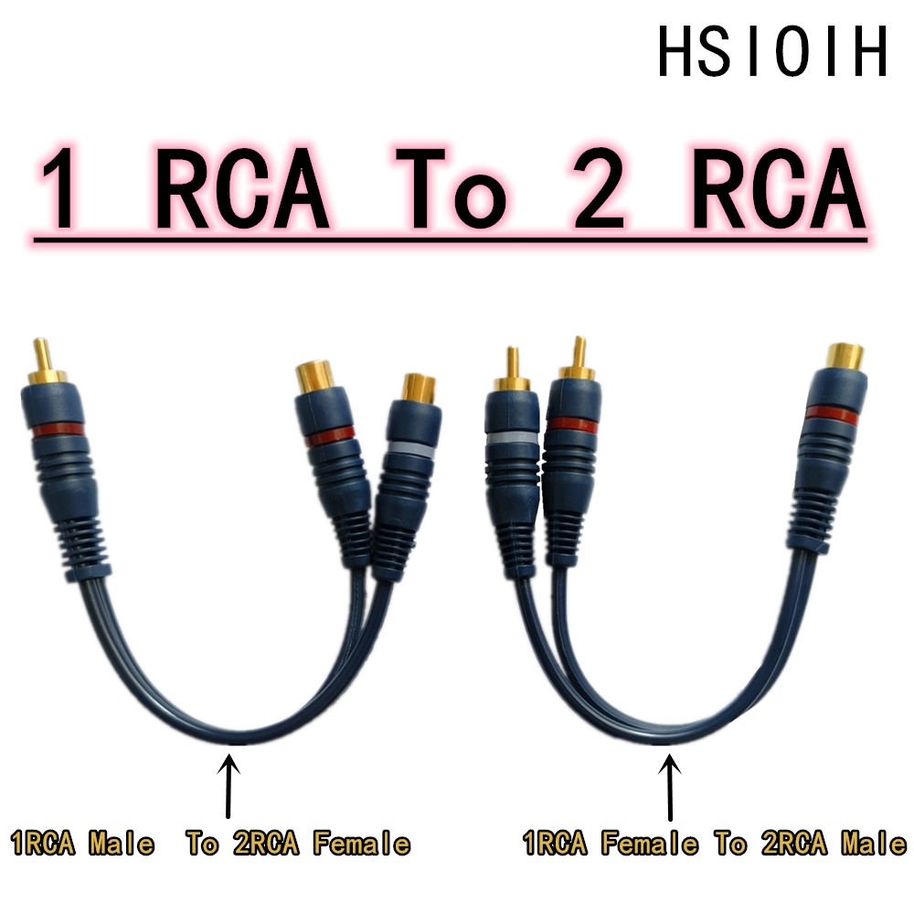 Line Cooper Wire 2 RCA Female To 1 RCA Male Splitter Cable Audio Splitter Distributor Converter Speaker Gold Cable Cord