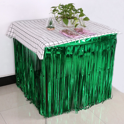 275X75 Cm Hawaii Party Decoratie Tafel Rok Folie Fringe Metallic Klatergoud Tafel Rok Voor Bruiloft Verjaardag Decoratie: Green