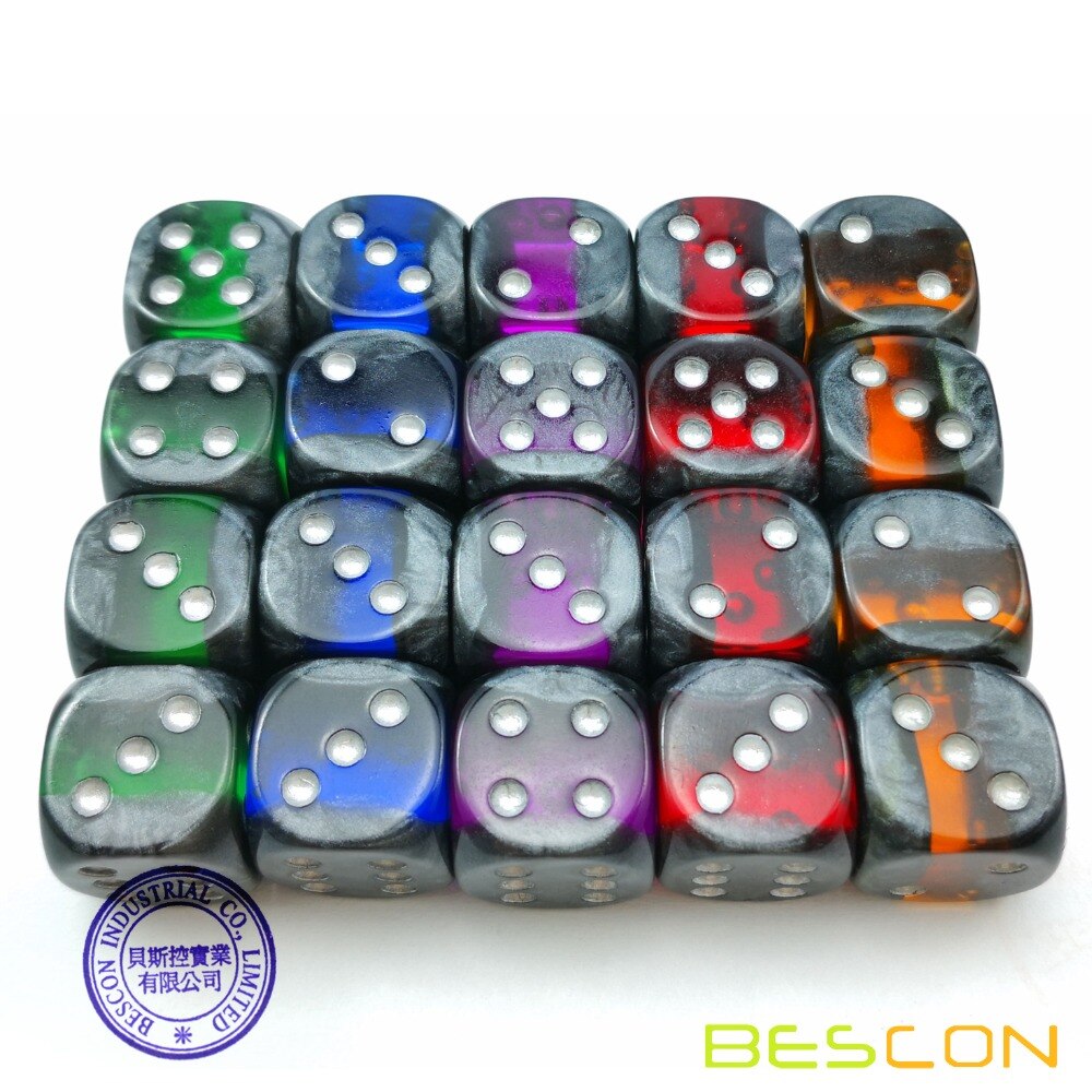 Bescon Mineral Felsen EDELSTEIN REBEN 6 Seiten 16MM Würfel einstellen 20 Pack, 5/8 "D6 Mineral Felsen Würfel einstellen in Verschiedenen Farben